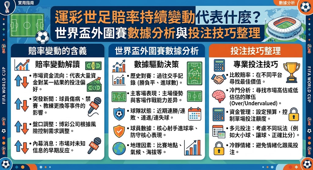 運彩世足賠率持續變動代表什麼?世界盃外圍賽數據分析與投注技巧整理